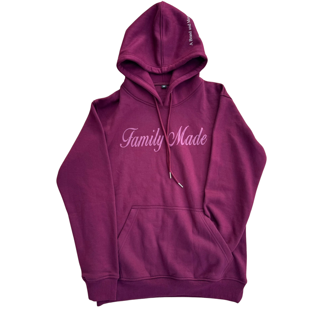 Family Made Double Color Hoodies Burgundy
