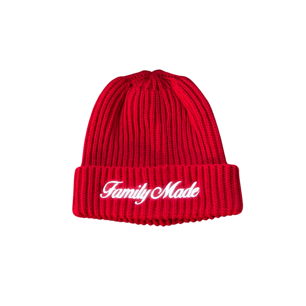 Family Made Red-White Cuffed Beanie