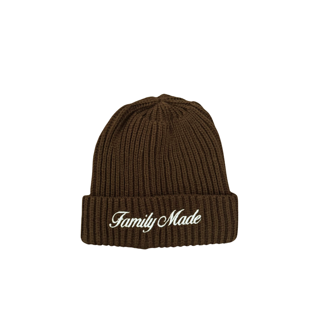 Family Made Brown-White Cuffed Beanie